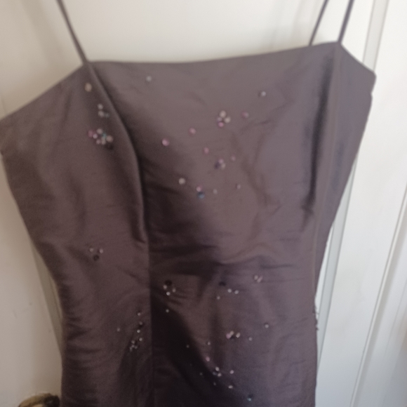 Ann Taylor brown silk embellished mini dress sz 4 - Picture 2 of 5